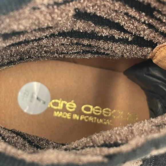 ANDRE ASSOUS Sock Boot Size 7 Sara Black Zebra Print NEW Leather Lug Sole NWOT - Picture 9 of 13